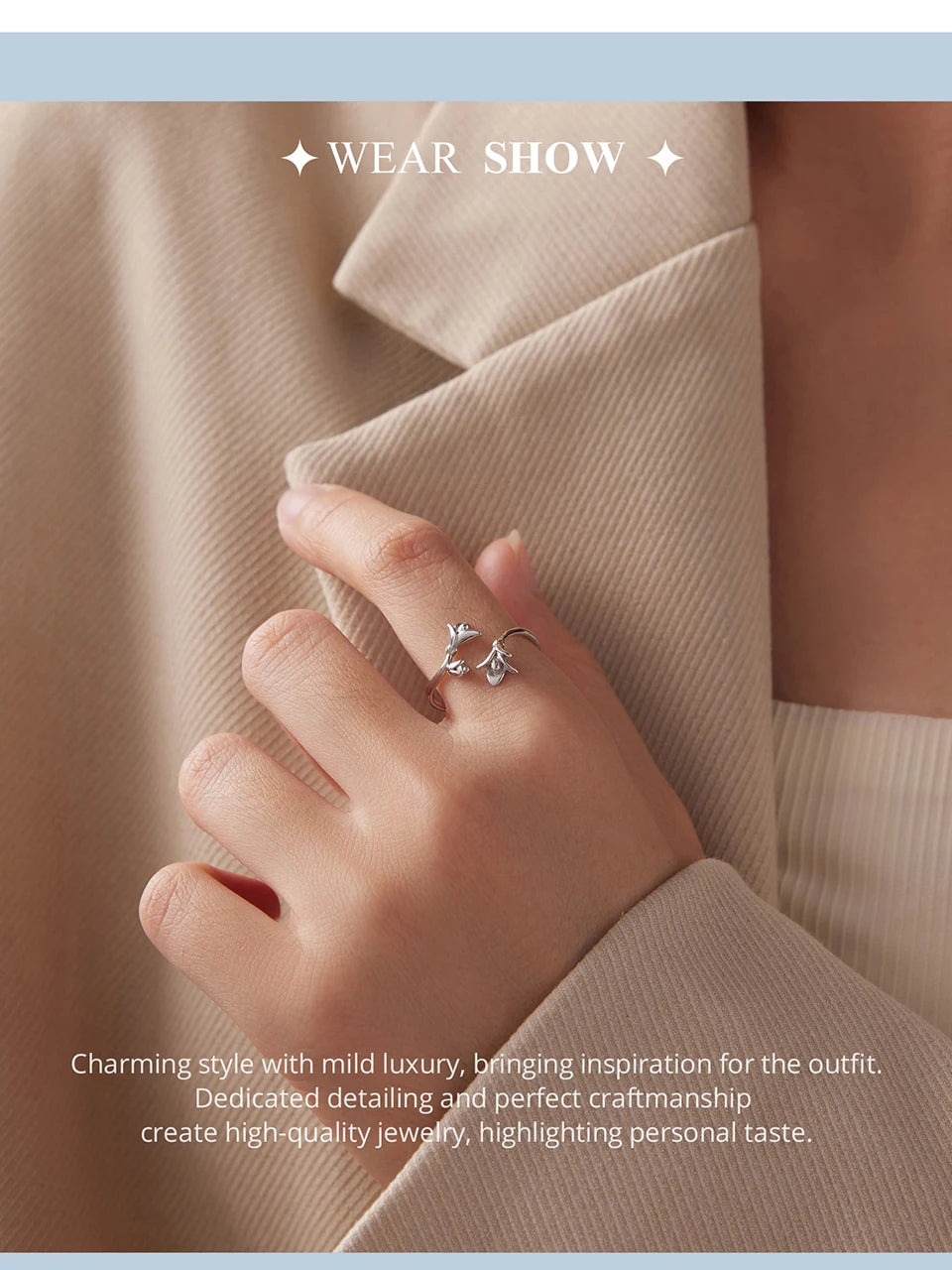 Lavender Flower Open Ring