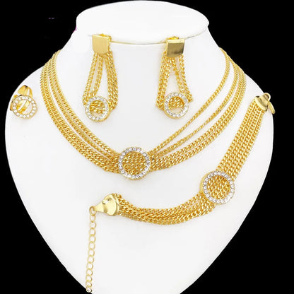 Trendy 2025 Hip Hop Cuban Chain Jewelry Set with Zircon Accents