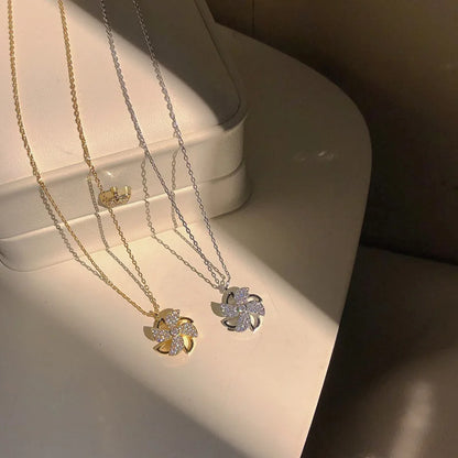 NEC 925 Sterling Silver Windmill Pendant Necklace