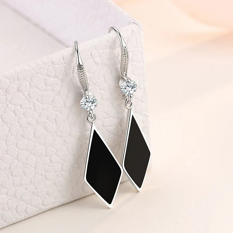 "925 Sterling Silver Crystal Hoop Earrings"