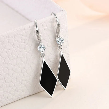 "925 Sterling Silver Crystal Hoop Earrings"
