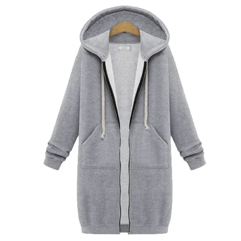 Thick Hooded Zip Up Sweatshirt Dress