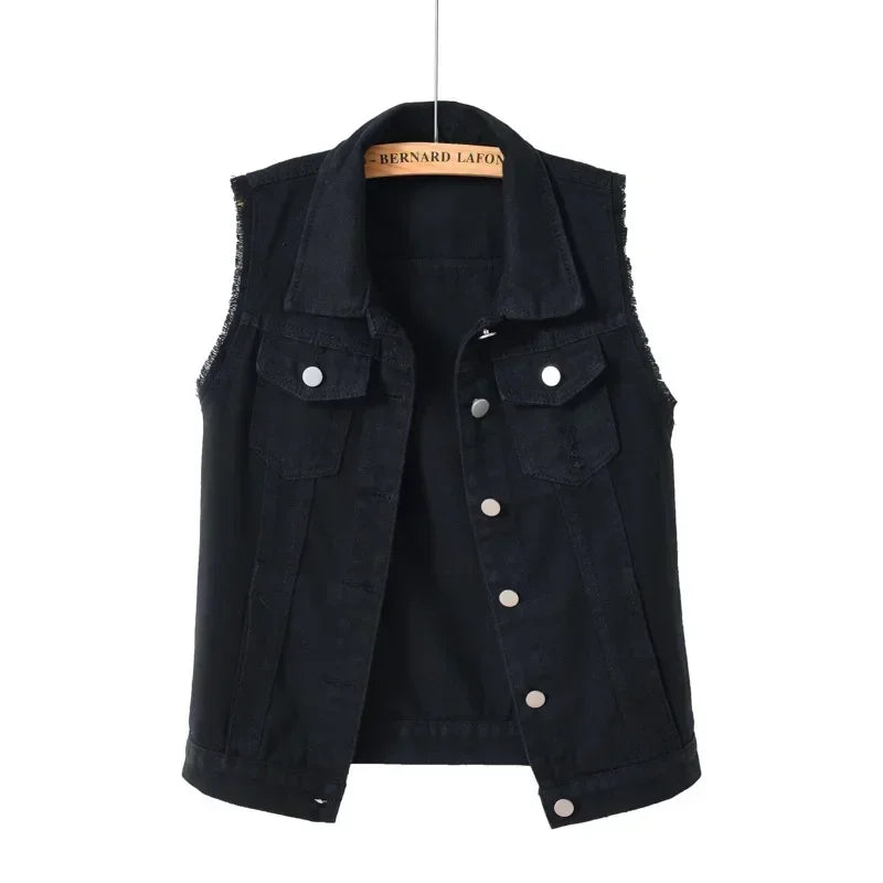 Vintage Sleeveless Denim Vest Women 2025