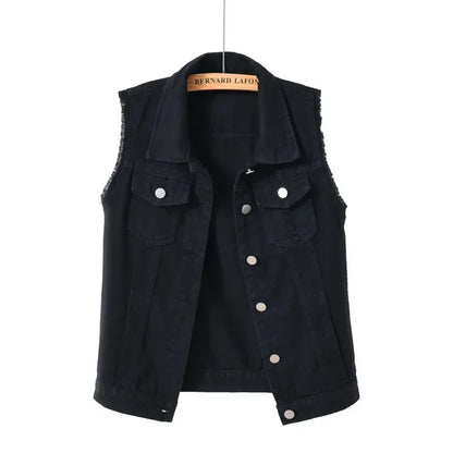 Vintage Sleeveless Denim Vest Women 2025