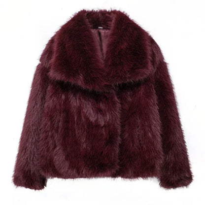 Faux Fur Plush Winter Coat for Women