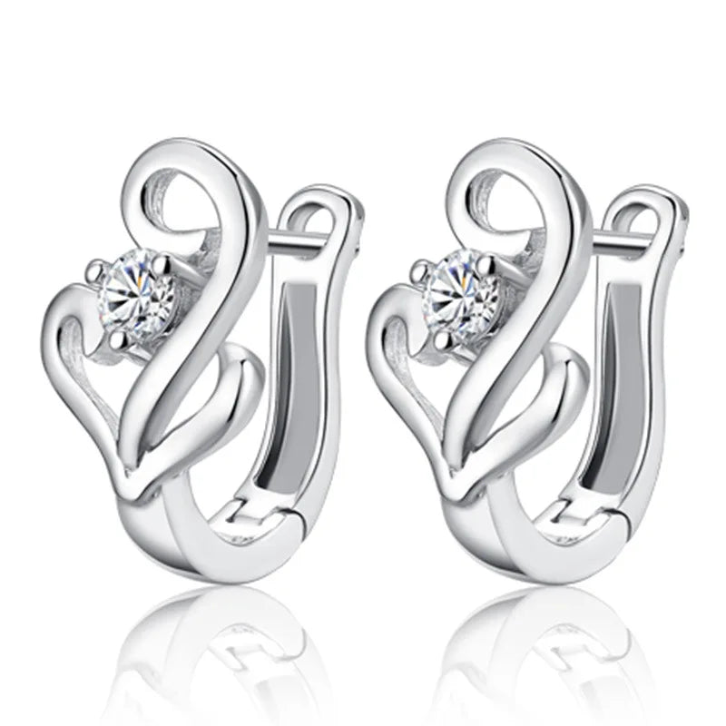 925 Sterling Silver Crystal Zircon Stud Earrings