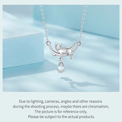 JEW001NEC    925 Sterling Silver Cat Necklace for Women - Klixstore