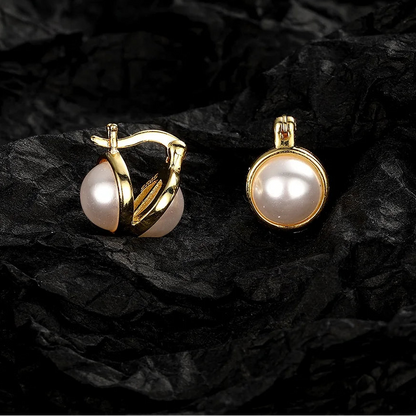 925 Sterling Silver Pearl Hoop Earrings for Women