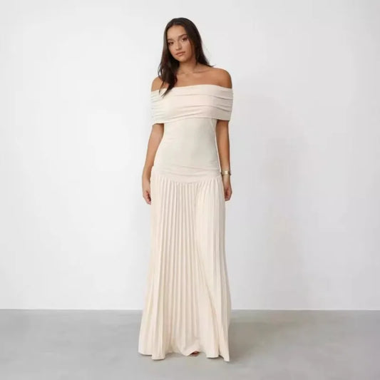 Pleated Diamond Sleeveless High Waist Evening Dress
