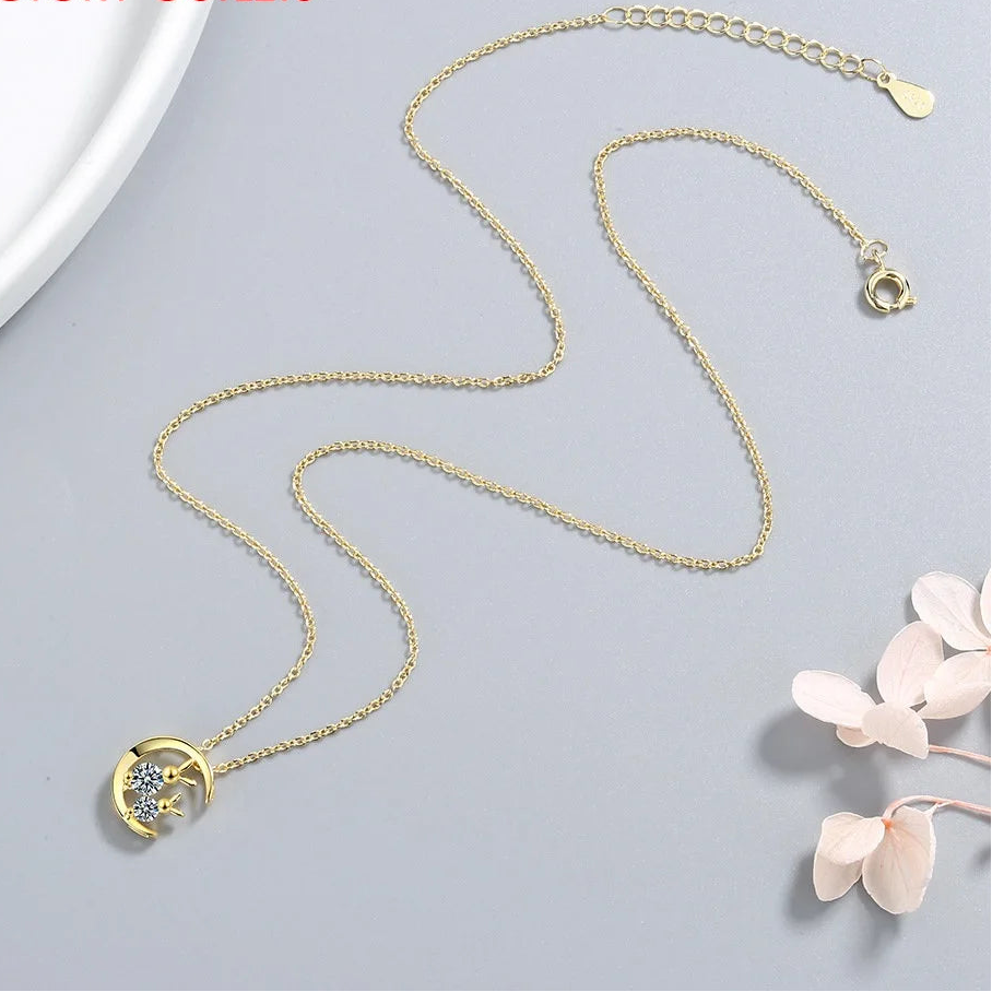 Cute Rabbit Moon Pendant Necklace for Women