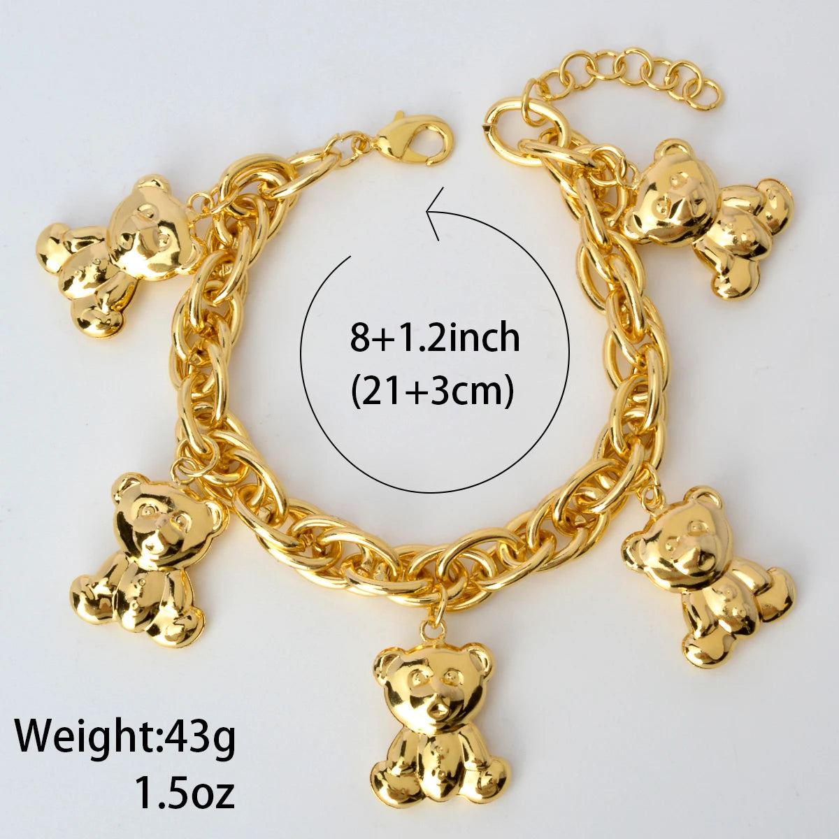 Gold Bear Charm Bracelet