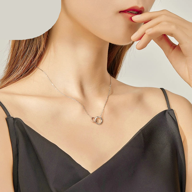 Double Circle Rose Gold Chain Necklace