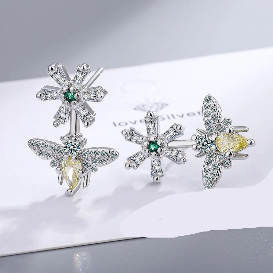 925 Sterling Silver Bee Stud Earrings for Women