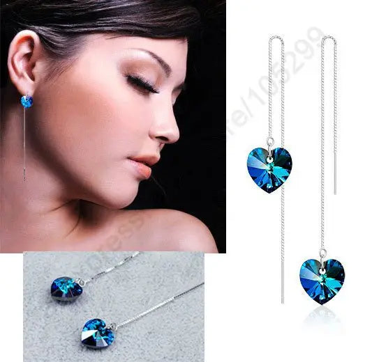 CZ Crystal Long Drop Earrings for Women