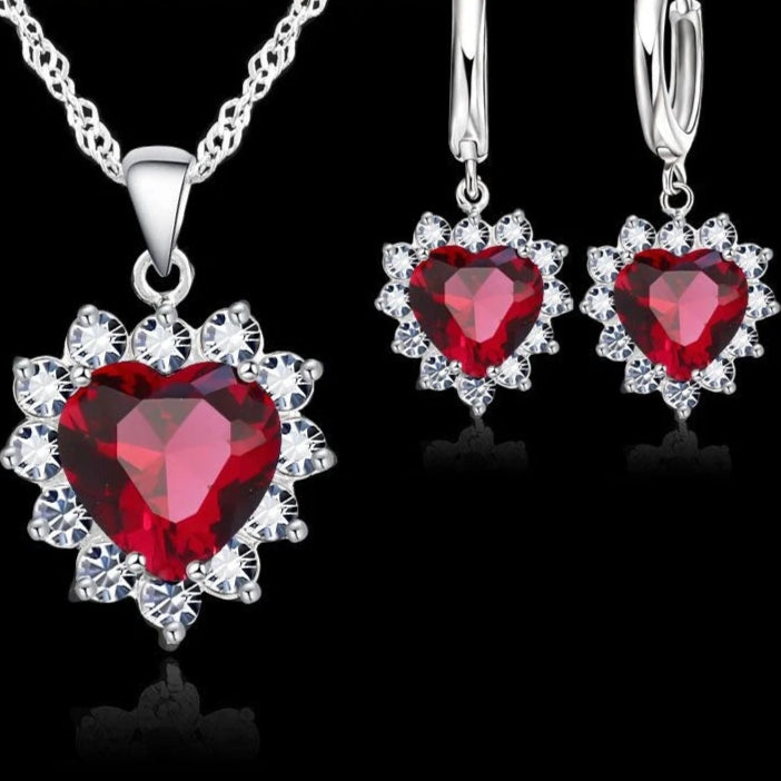 Cubic Zirconia Heart  Set