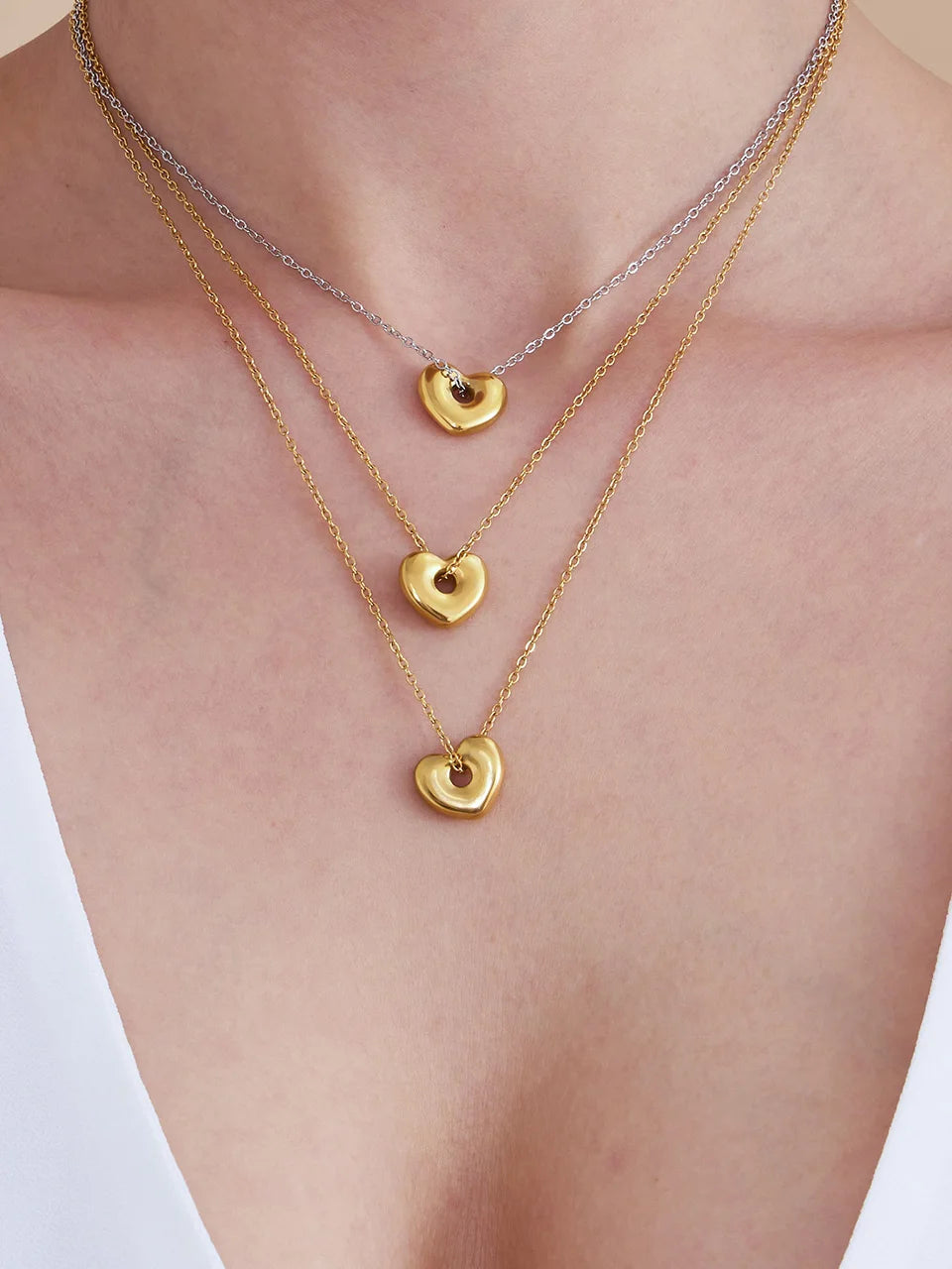 18k Gold Heart Pendant Jewelry Set for Women