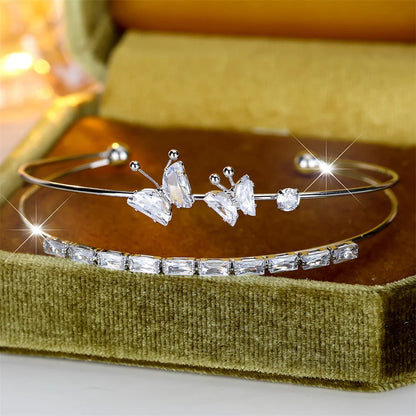 Butterfly Double Layer Bangle Bracelet
