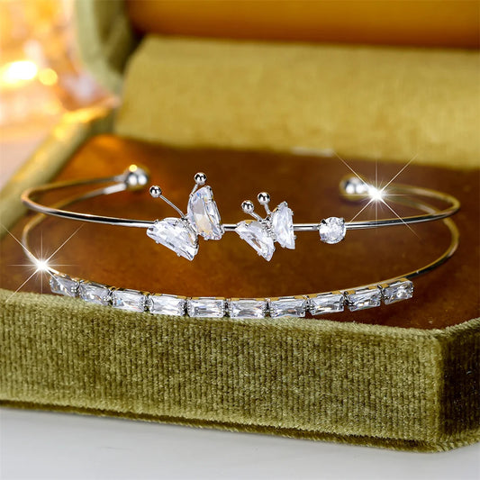 Butterfly Double Layer Bangle Bracelet