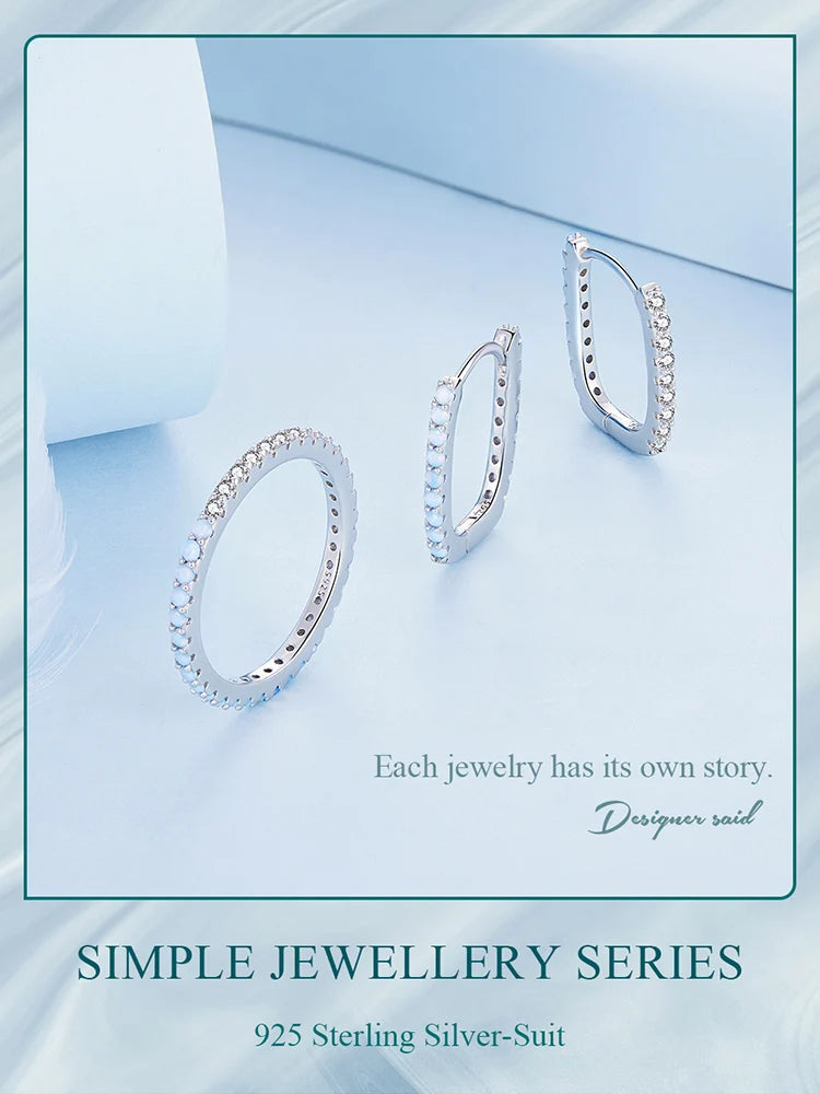 Square Hoop Opal  Jewelry Sets