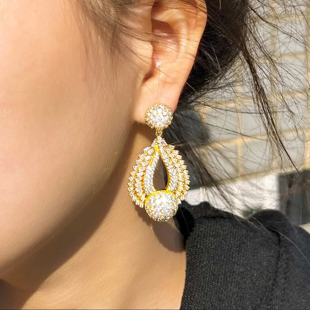 Water Drop Cubic Zircon Dangle Earrings