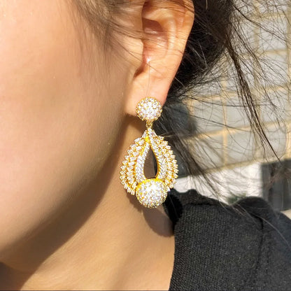 Water Drop Cubic Zircon Dangle Earrings
