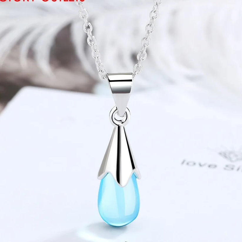 925 Sterling Silver Sky Blue Pendant Necklace for Women