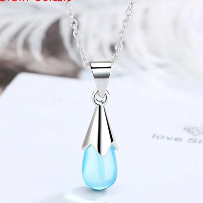 925 Sterling Silver Sky Blue Pendant Necklace for Women