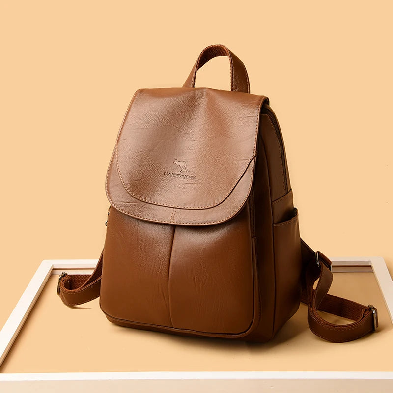 Vintage High-Quality Leather Backpack for Women