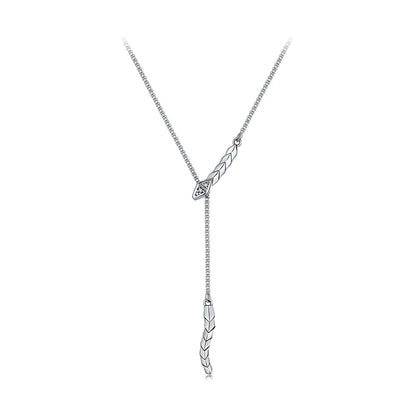 JEW007NEC            925 Sterling Silver Snake Pendant Necklace Gothic  for Women - Klixstore