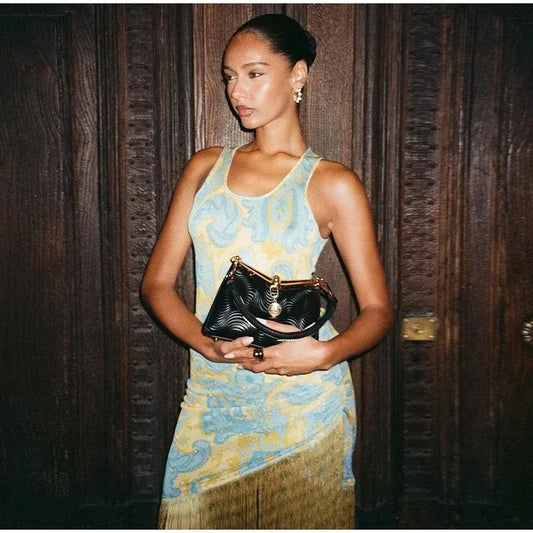 Printed Tassel Sleeveless Pleated Summer Dress