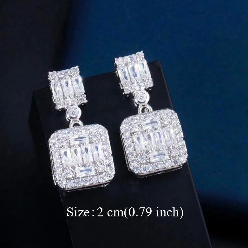 Water Drop CZ Silver Earrings