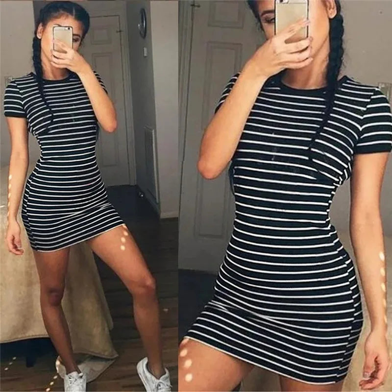 Striped Slim Fit Casual Summer Dress