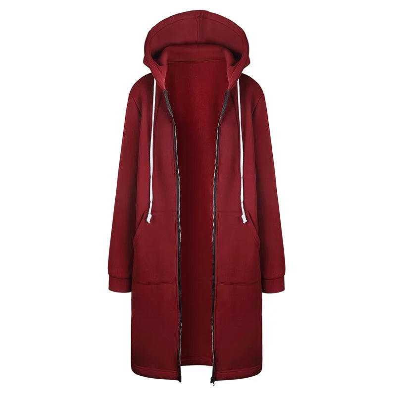 Thick Hooded Zip Up Sweatshirt Dress