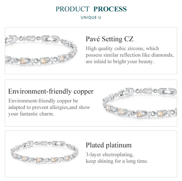 Luxury Rose Gold Multicolor Zircon Bracelet