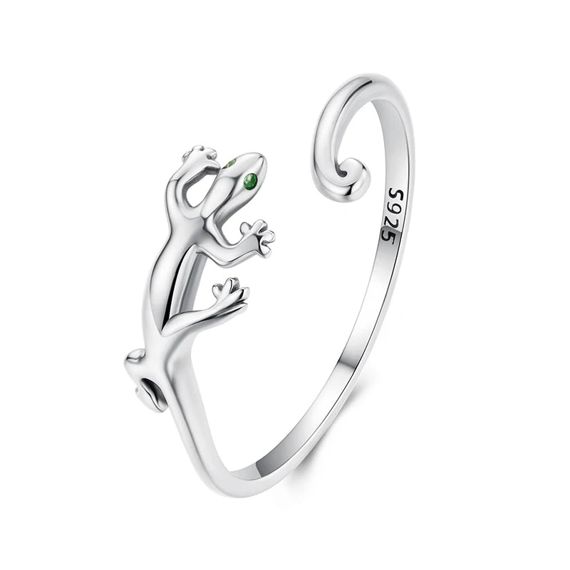 Silver Gecko Lizard Open Ring