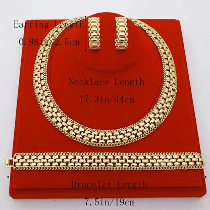 Women's 18K Gold-Plated Jewelry Set – Necklace, Bracelet & Earrings