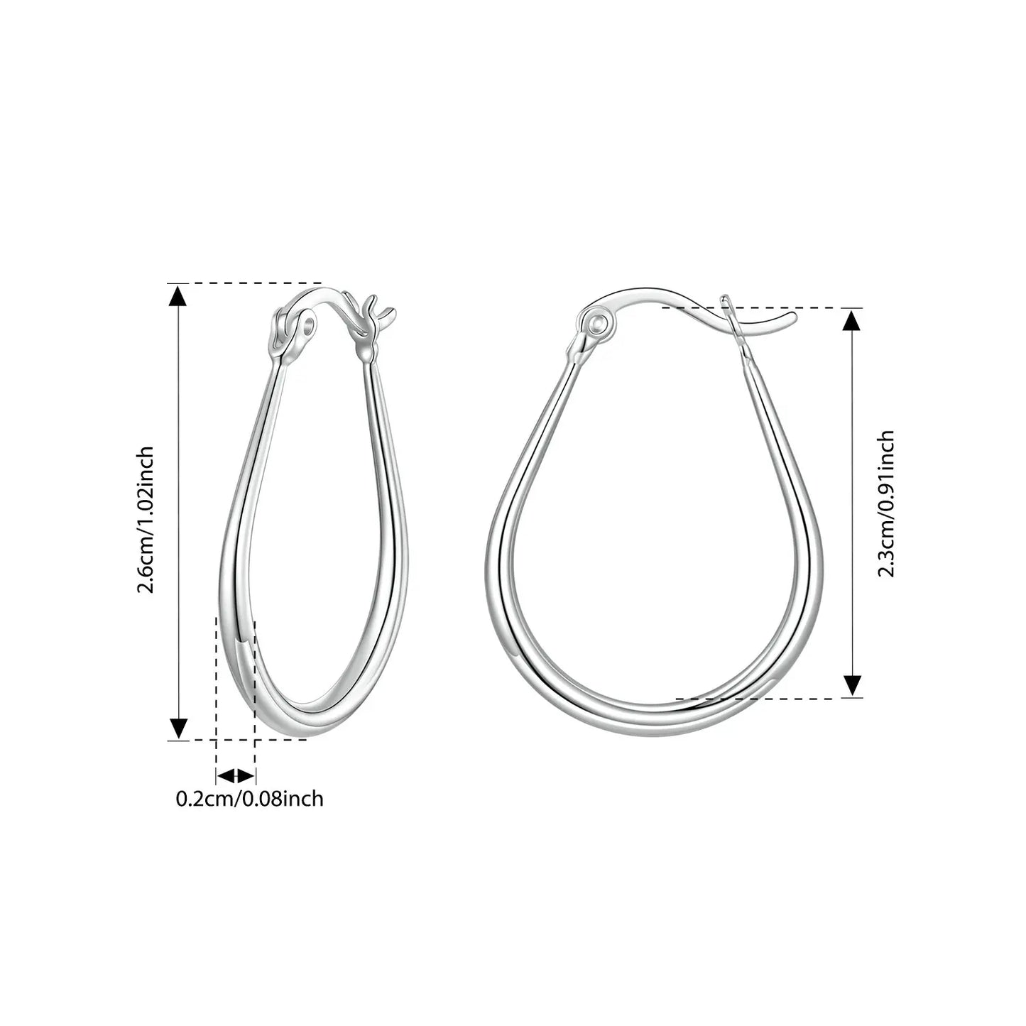 JEW022ER        925 Sterling Silver Large Oval Hoop Earrings Chunky Hypoallergenic Huggie Earrings For Women Punk Classic Jewelry Gifts - Klixstore