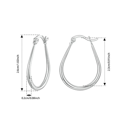 JEW022ER        925 Sterling Silver Large Oval Hoop Earrings Chunky Hypoallergenic Huggie Earrings For Women Punk Classic Jewelry Gifts - Klixstore