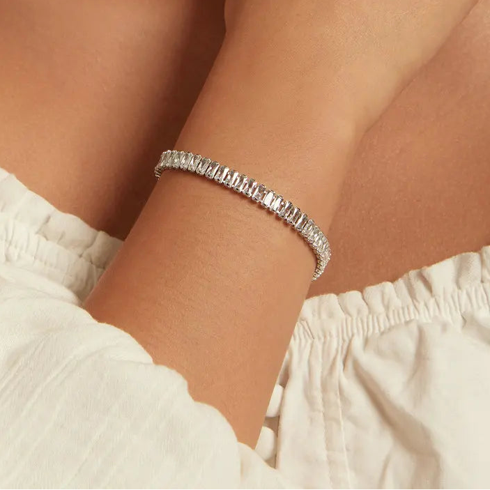 Platinum Plated Shining Square Zircon Bracelet