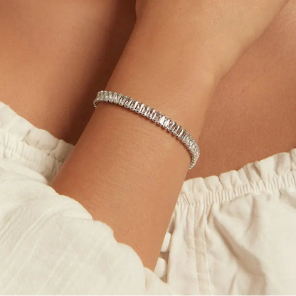 Platinum Plated Shining Square Zircon Bracelet