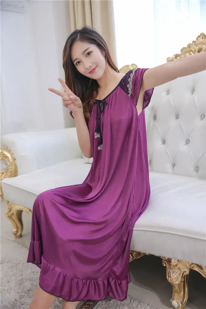 Silk Satin Long Nightgown for Women