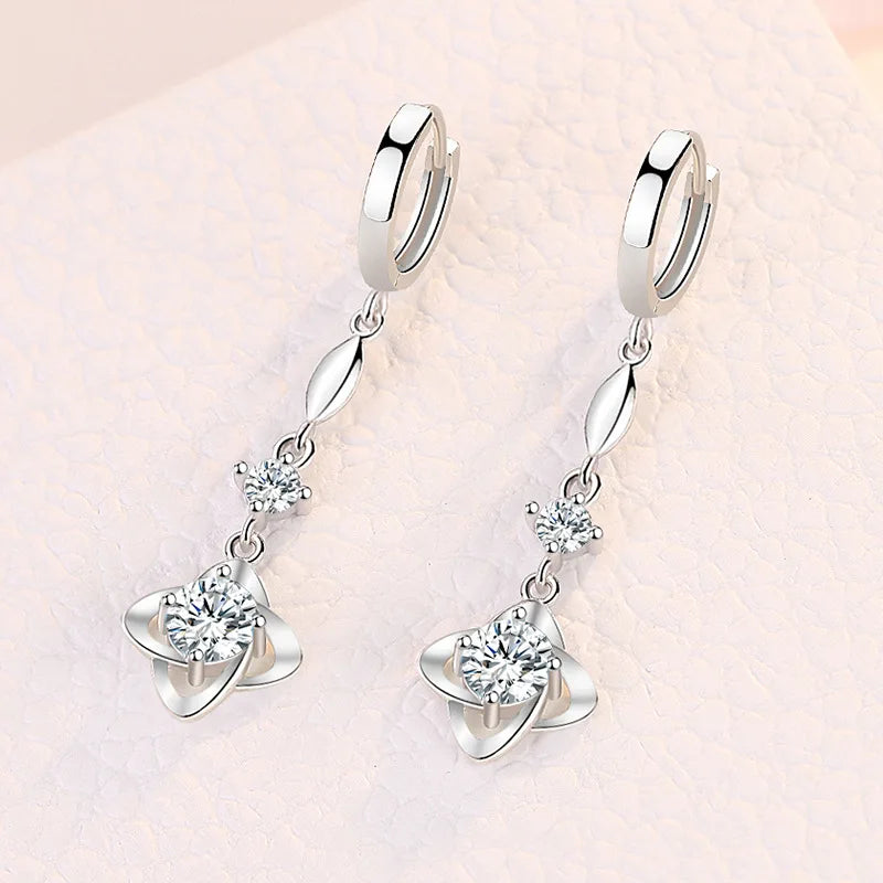 925 Sterling Silver Charm Hoop Earrings