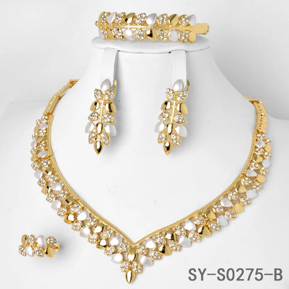 18K Gold Plated Leaf Bridal Jewelry Set