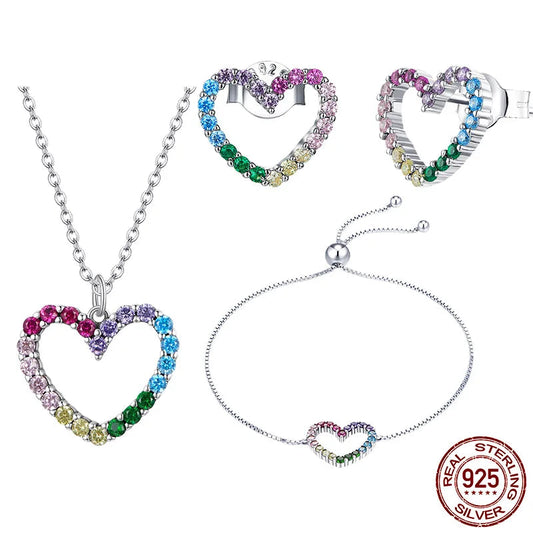 Rainbow Colorful Heart Jewelry Set