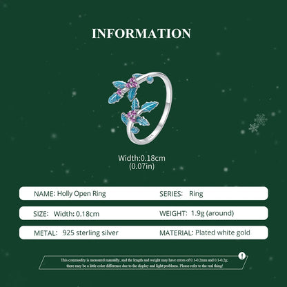 JEW017R      Solid 925 Sterling Silver Holly Adjustable Ring, Retro Flower Pattern - Klixstore