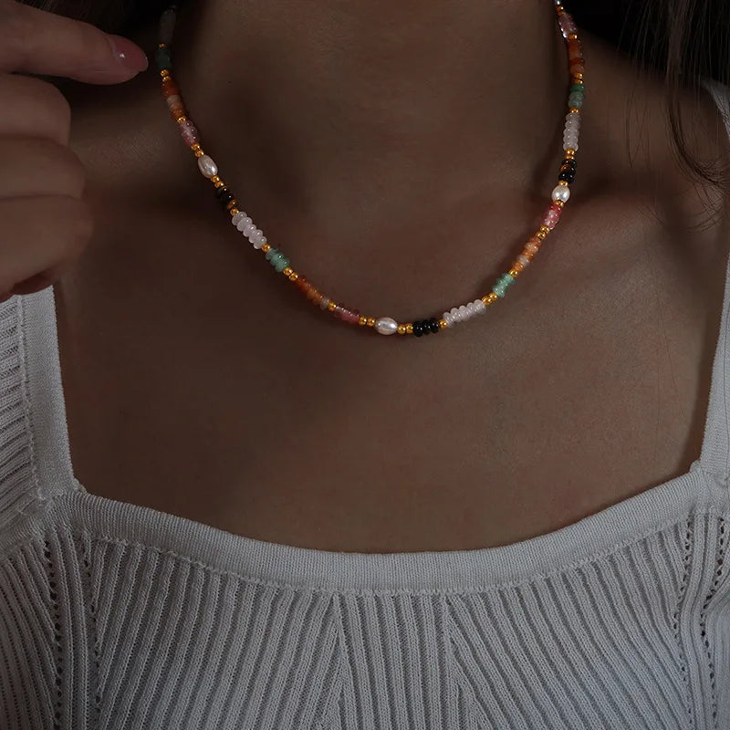 Bohemian Multi-Color Stone Beaded Necklace for Women