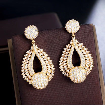Water Drop Cubic Zircon Dangle Earrings