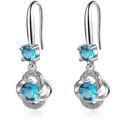 925 Sterling Silver Crystal Dangle Earrings for Women