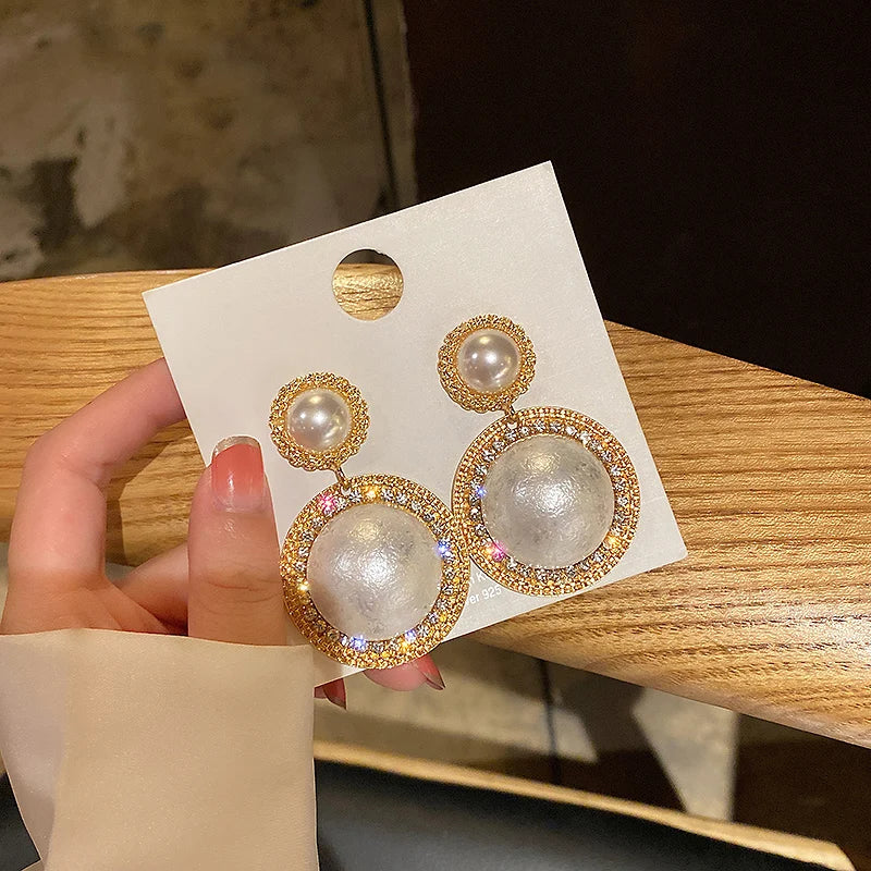 Pearl Round Dangle Earrings