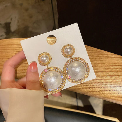 Pearl Round Dangle Earrings